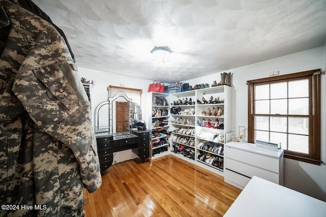 spacious closet with light wood-type flooring