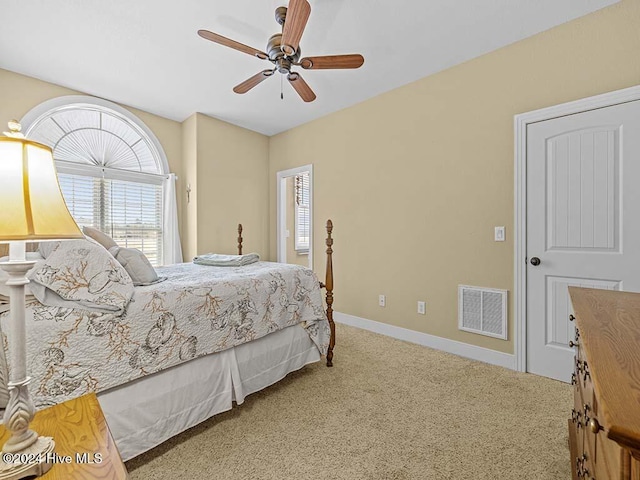 bedroom with carpet and ceiling fan