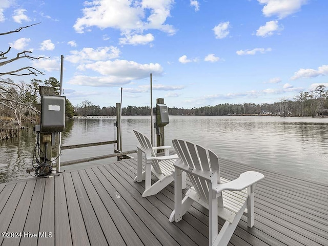 view of dock featuring a water view