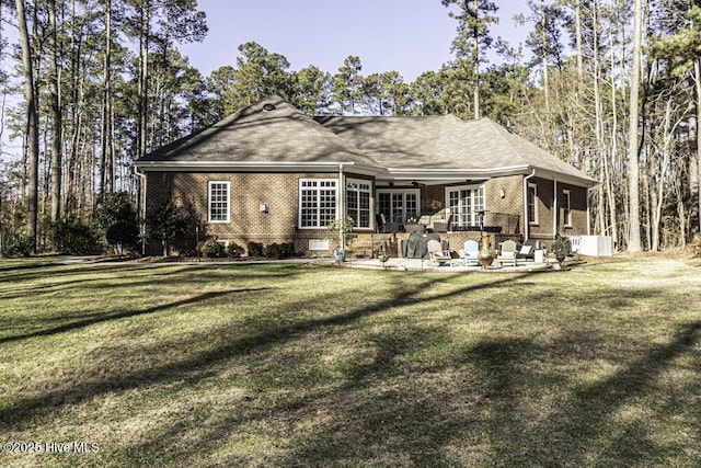 back of house featuring a yard and a patio