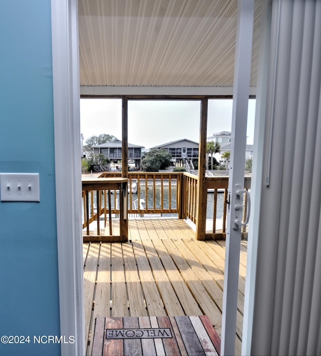 deck with a water view