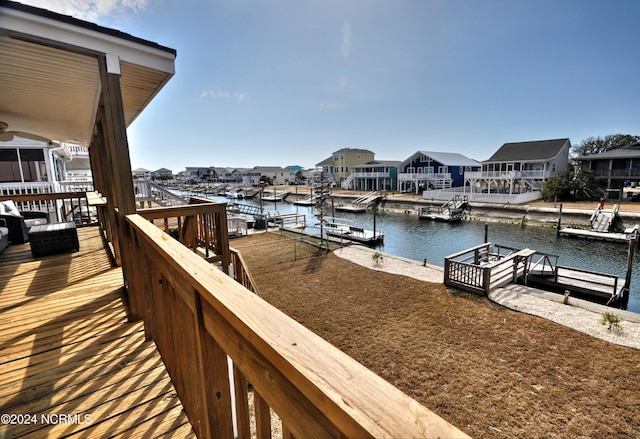 view of dock featuring a water view