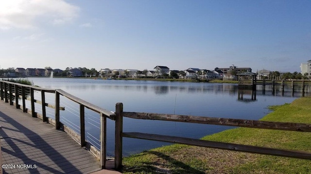 view of dock featuring a water view