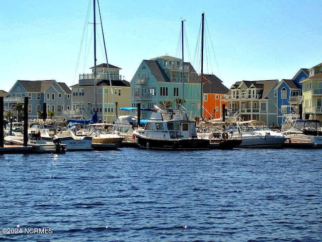 view of dock featuring a water view