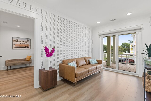 living room with light wood-type flooring