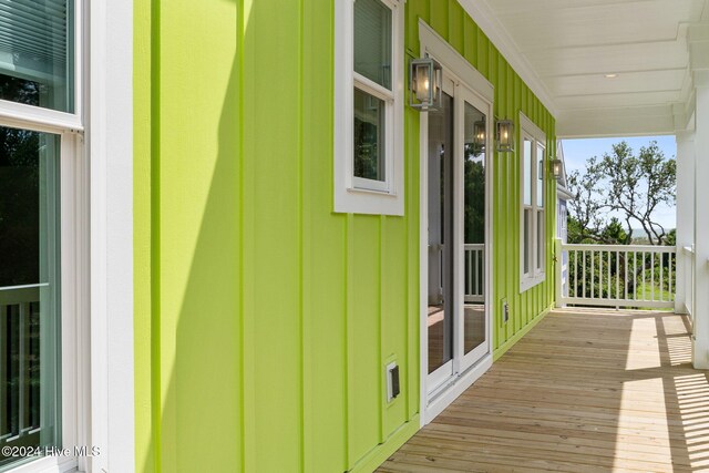 wooden deck featuring a porch