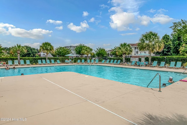 view of pool featuring a patio area