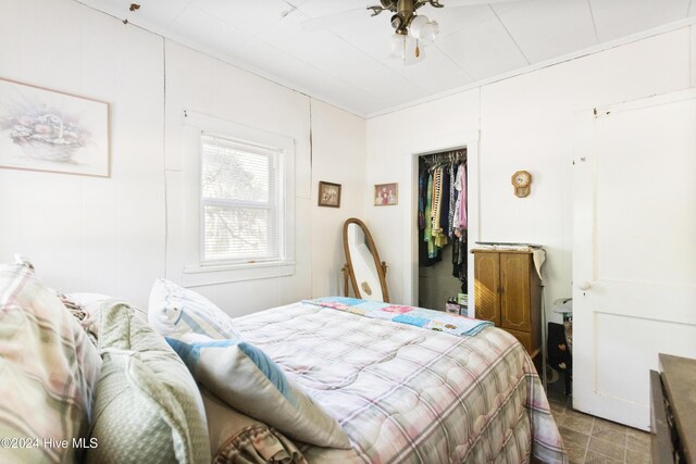 bedroom with a closet and ceiling fan