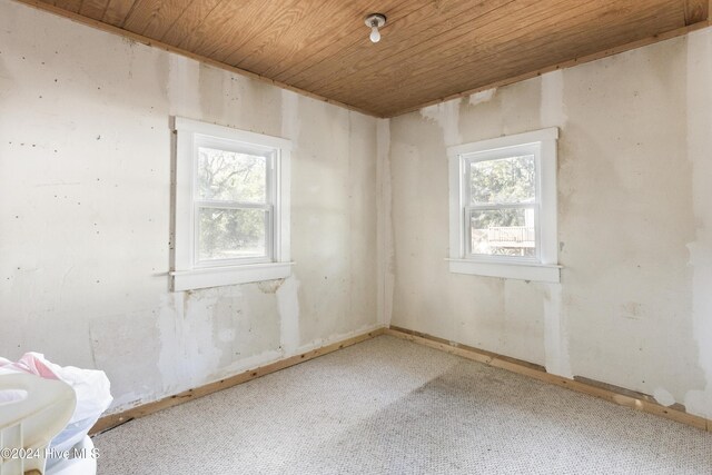 spare room with wooden ceiling