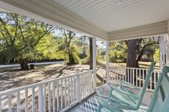 wooden deck with covered porch