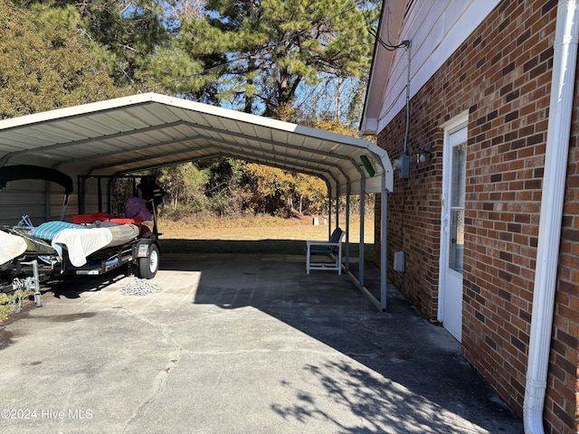 view of car parking featuring a carport