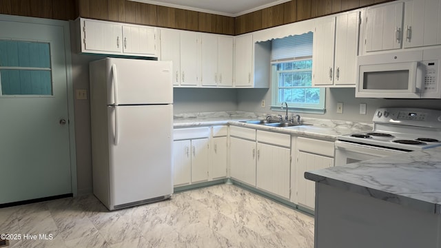 1394 Lake Cole Rd, Midway Park, NC 28544 - kitchen featuring white appliances, a sink, and white cabinets