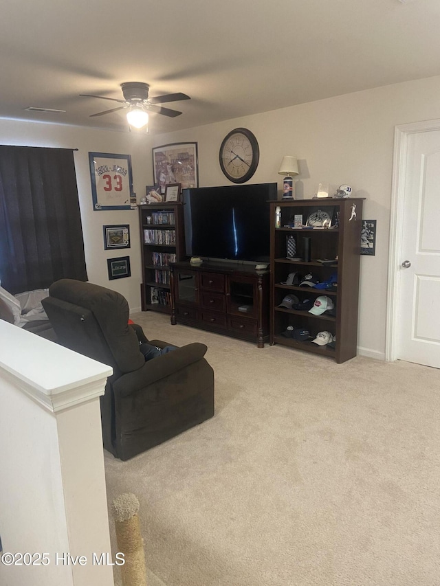 49 Patrick Henry Cir NW, Supply, NC 28462 - carpeted living area with a ceiling fan