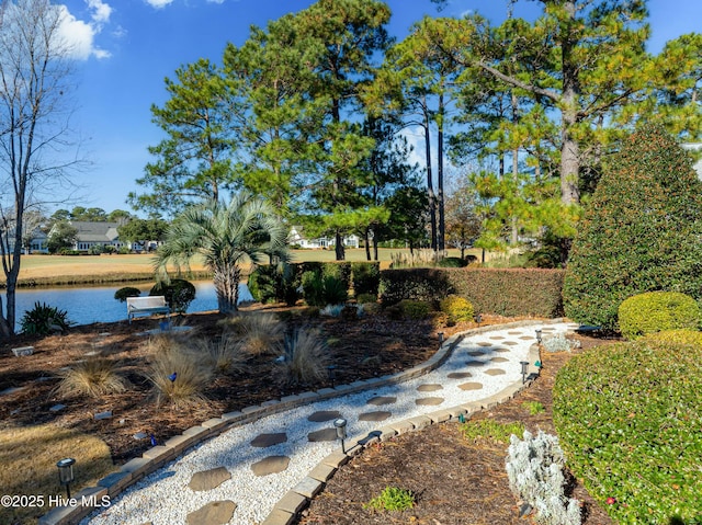 view of yard featuring a water view