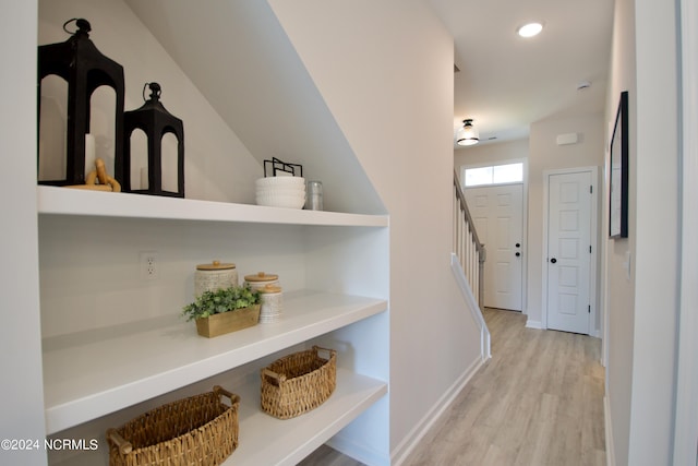 hall featuring light hardwood / wood-style flooring