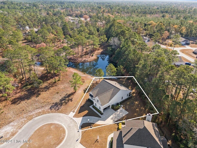 bird's eye view featuring a water view