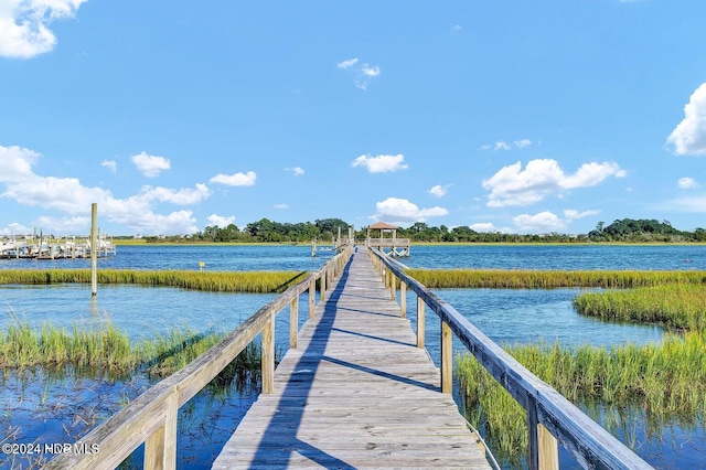 view of dock featuring a water view