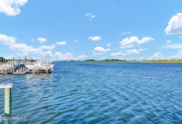 dock area featuring a water view