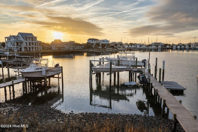 view of dock featuring a water view