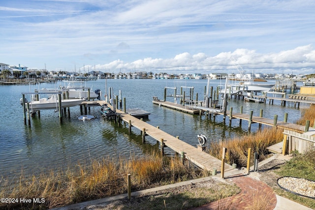 dock area featuring a water view