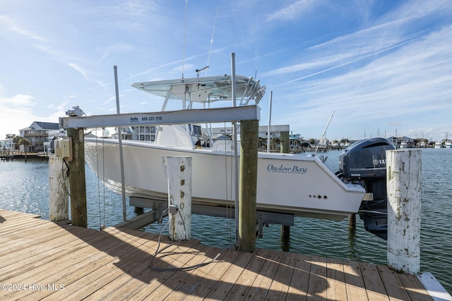 view of dock featuring a water view