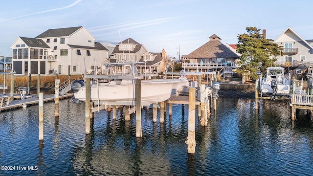 view of dock featuring a water view