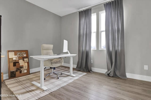 office space featuring light hardwood / wood-style flooring