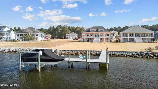 view of dock featuring a water view