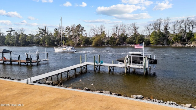 dock area featuring a water view