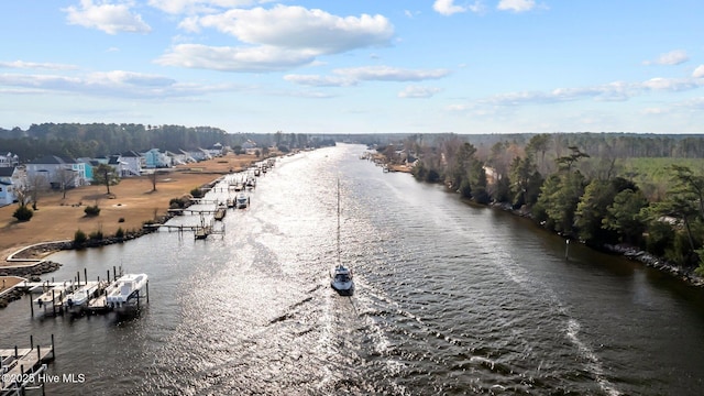 water view with a boat dock