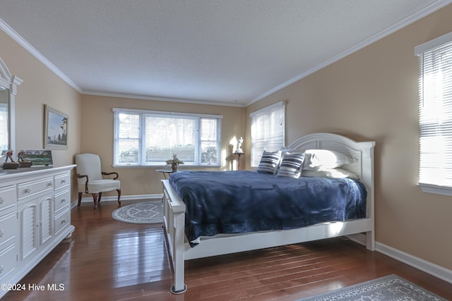 bedroom featuring dark hardwood / wood-style flooring and multiple windows