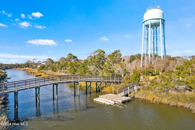 view of dock featuring a water view