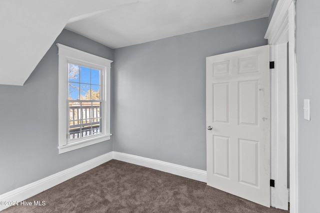 bonus room with dark colored carpet