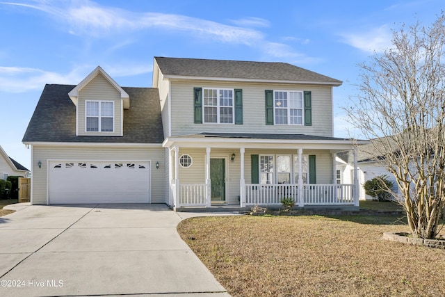 view of front facade with a front yard and a porch