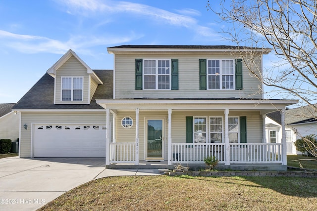 view of front of house with a front lawn and covered porch