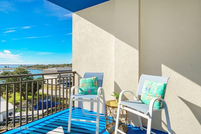 balcony with a water view