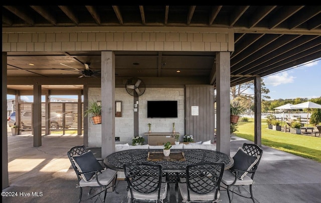 view of patio / terrace featuring ceiling fan