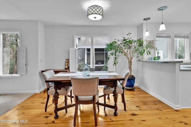 dining area featuring light hardwood / wood-style flooring and a healthy amount of sunlight