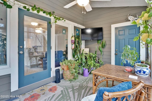 view of patio with ceiling fan