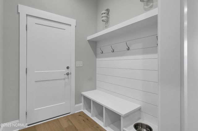 mudroom featuring light hardwood / wood-style flooring