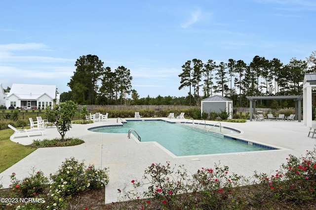 view of pool featuring a patio area