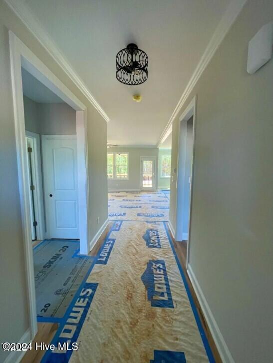 corridor with crown molding