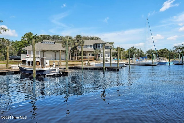 dock area featuring a water view