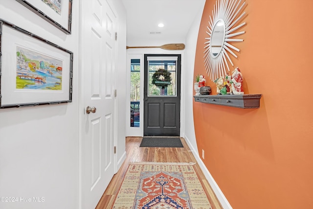 entryway featuring hardwood / wood-style flooring