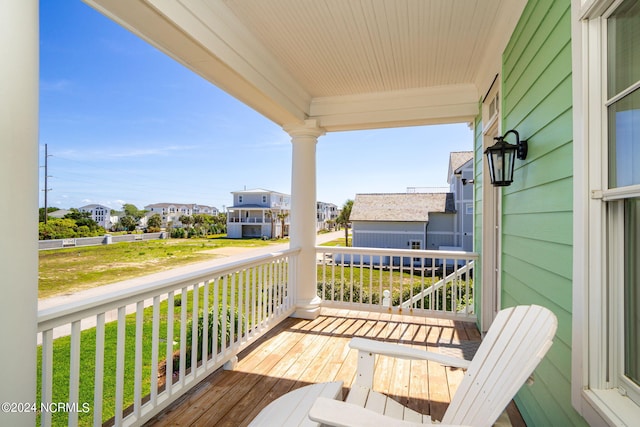 wooden deck with covered porch