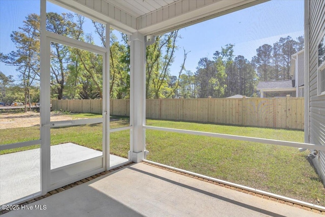 view of unfurnished sunroom