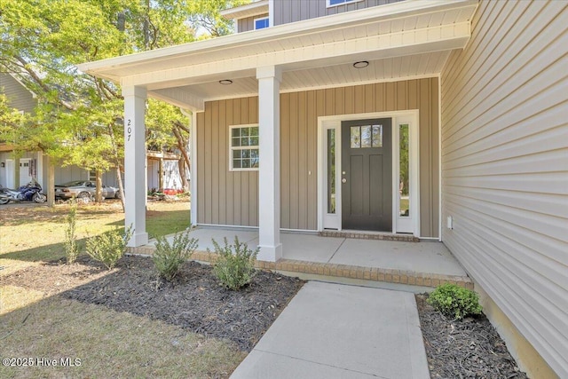 property entrance with a porch