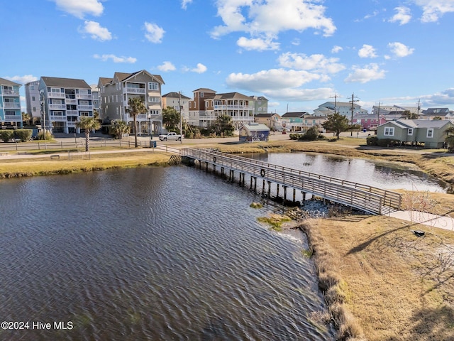 view of dock featuring a water view