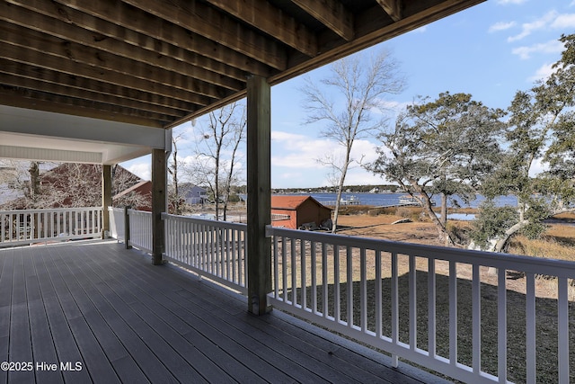 deck with a water view