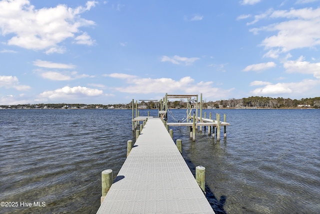 view of dock featuring a water view